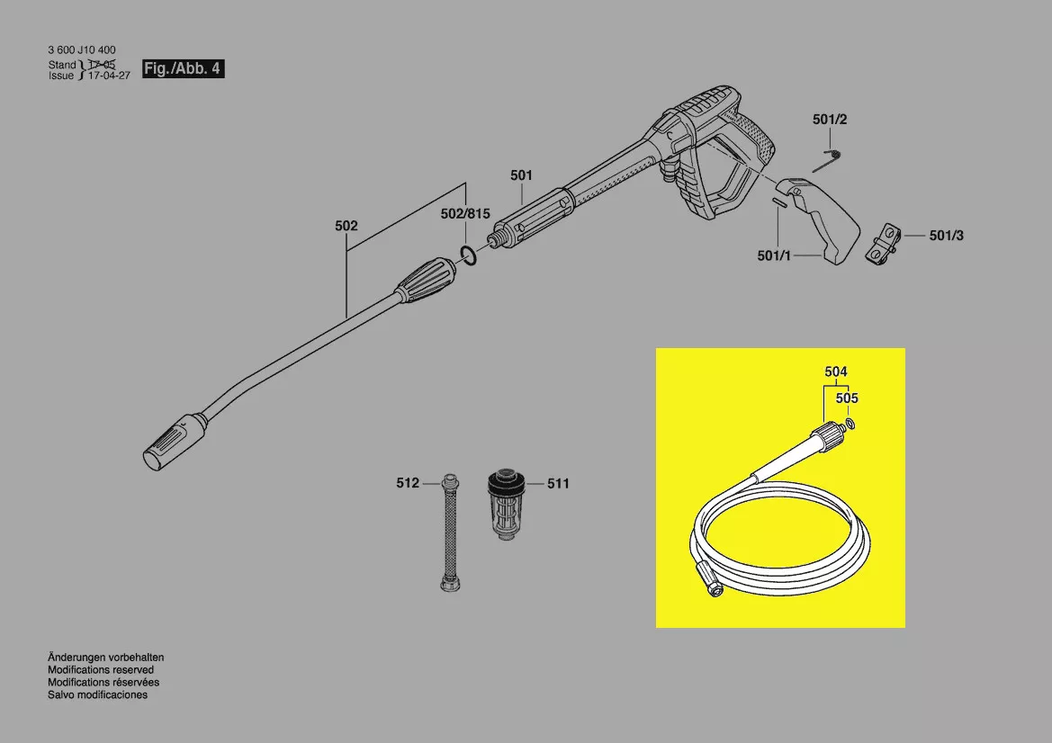 Tuyau réf. F 016 F04 523 nettoyeur HP Bosch